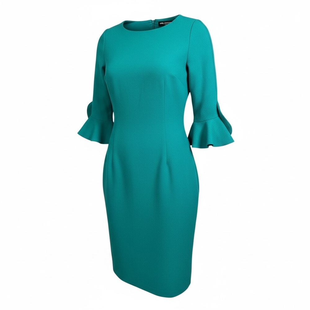 Karl Lagerfeld greenish Dress with Ruffle Sleeves